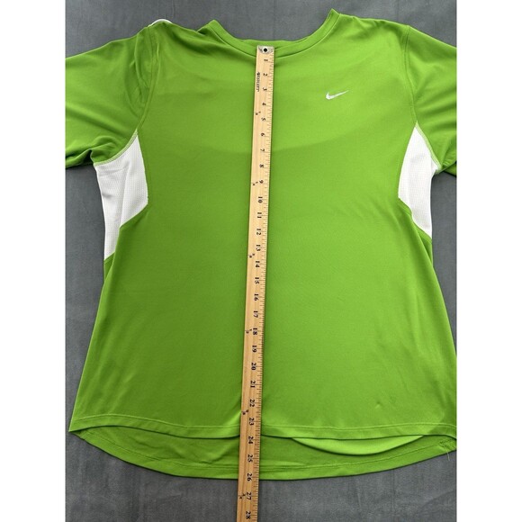 Nike Running Shirt Mens Large Dri Fit Solid Green Short Sleeve Run Breathable - Picture 7 of 9